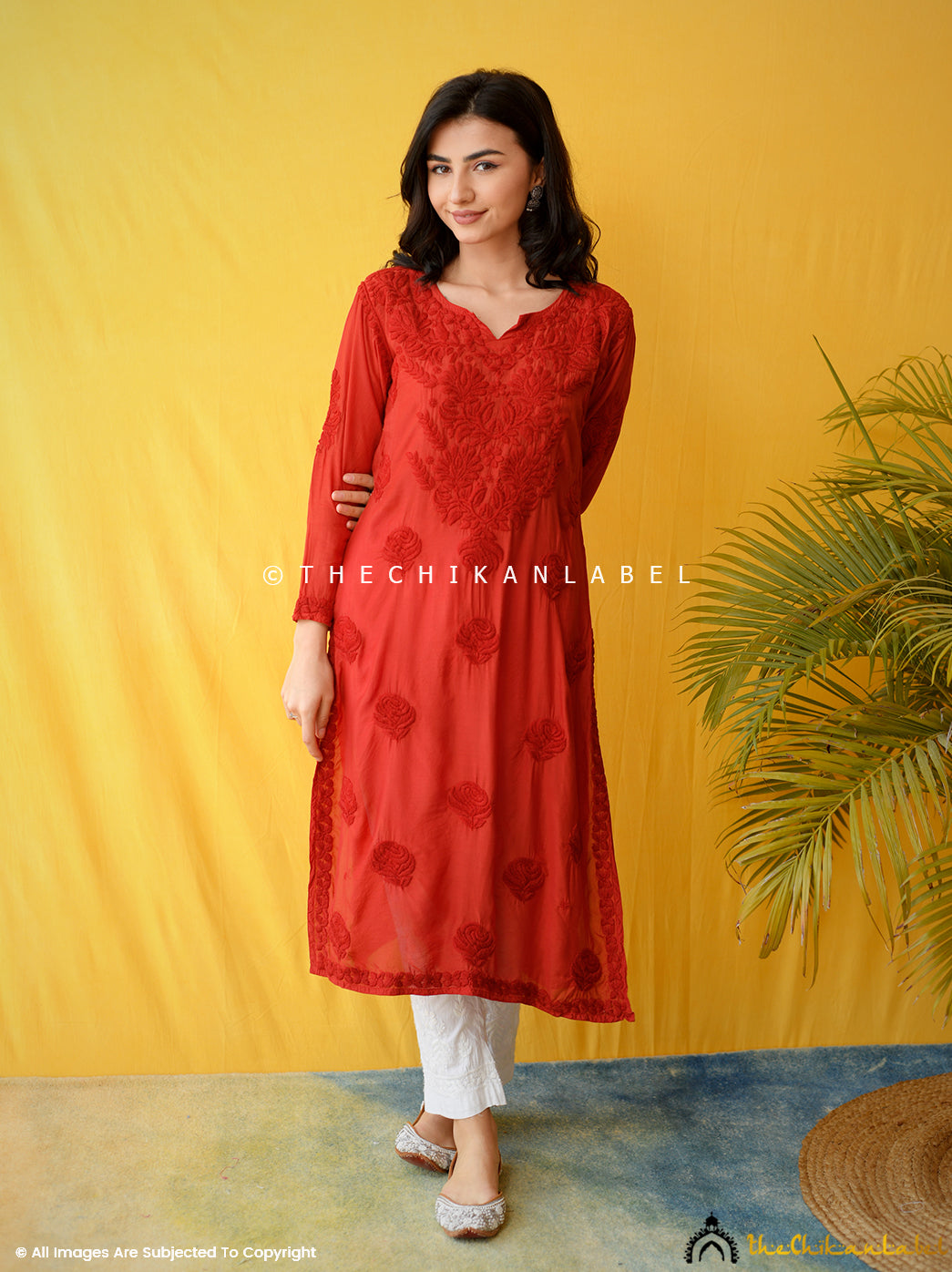 Kajal style Ready to wear Kurti Red,Yellow at Amazon Women's Clothing store